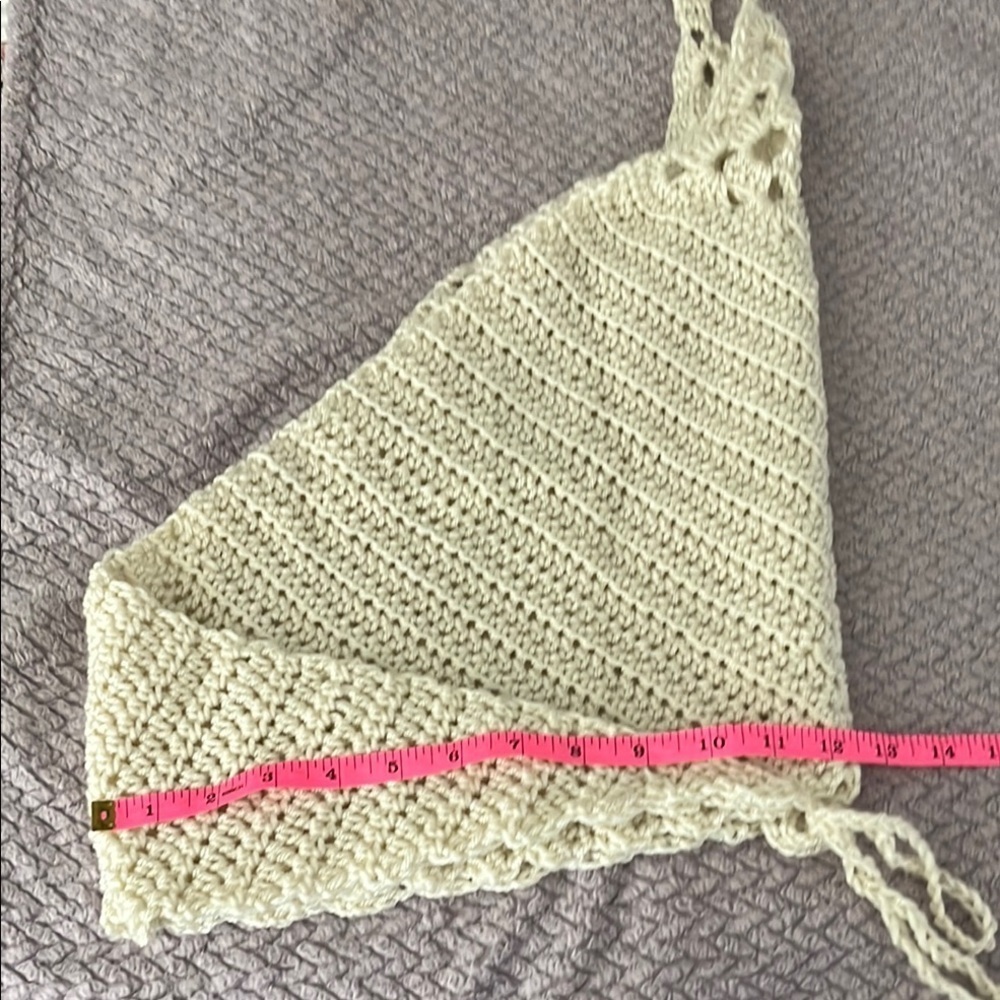 Homemade Elegant Cream Crochet Halter Top Size Large NWOT - Picture 6 of 6